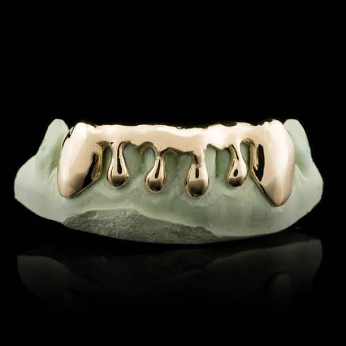 Gold Drip Cut Solid Textured Grillz