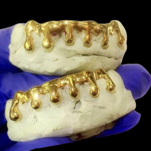 10K Thick Drip Cut Solid Textured Grillz