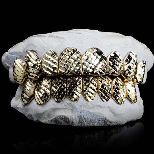 14K Diamond Cut Solid Textured Grillz