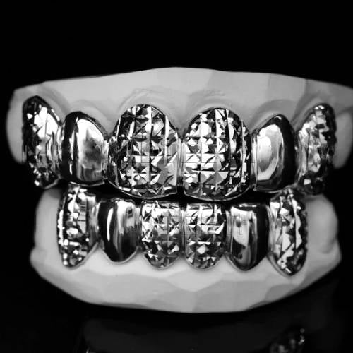 Silver Princess Cut Solid Textured Grillz