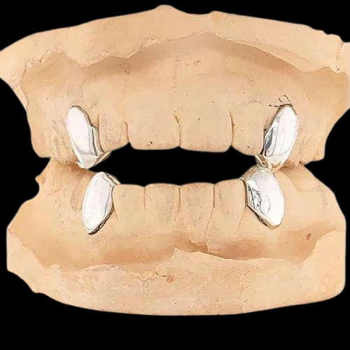 Silver Solid Fangs Only Grillz