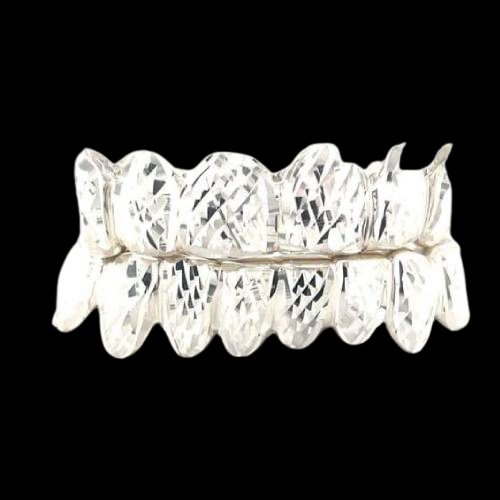 Silver Trillion Cut Solid Textured Grillz