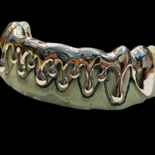 Silver Thick Drip Cut Solid Textured Grillz