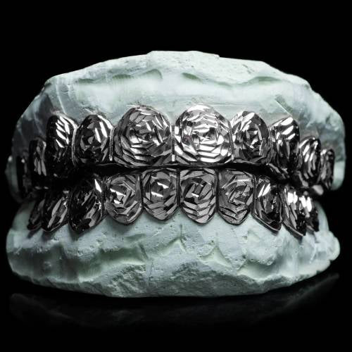 Silver Rose Cut Solid Textured Grillz